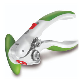 Zyliss Lock N' Lift can opener with green handle for smooth, safe cuts.