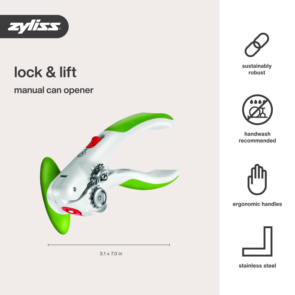 Zyliss Lock N' Lift portable design fits any kitchen counter.