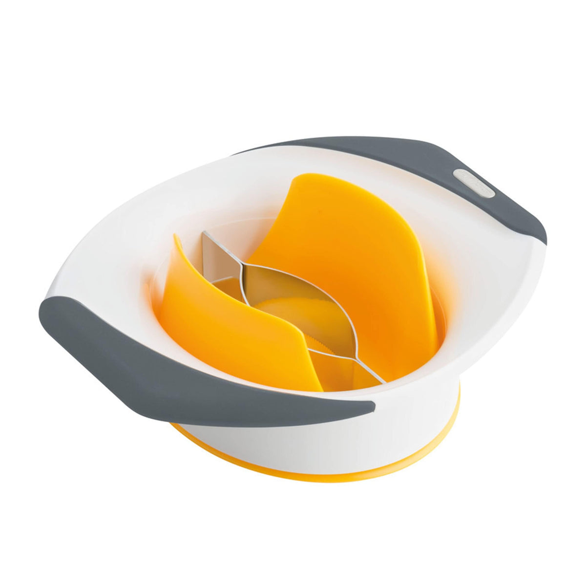 Zyliss mango slicer peeler pit remover in action for quick, even mango prep.