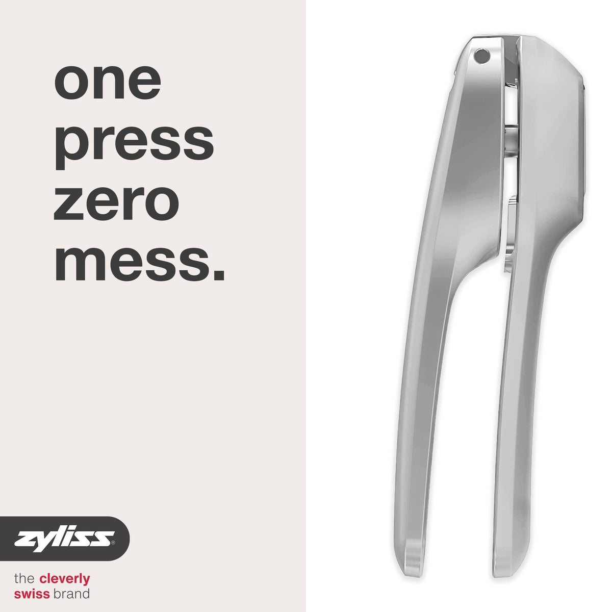 Long-handled Zyliss Susi 4 garlic press delivers effortless leverage.