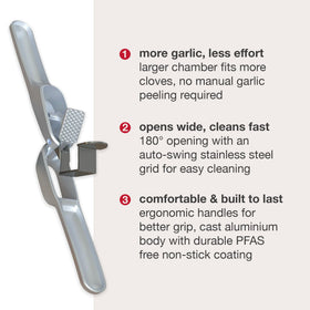 Compact, drawer-friendly design of Zyliss Susi 4 garlic press.