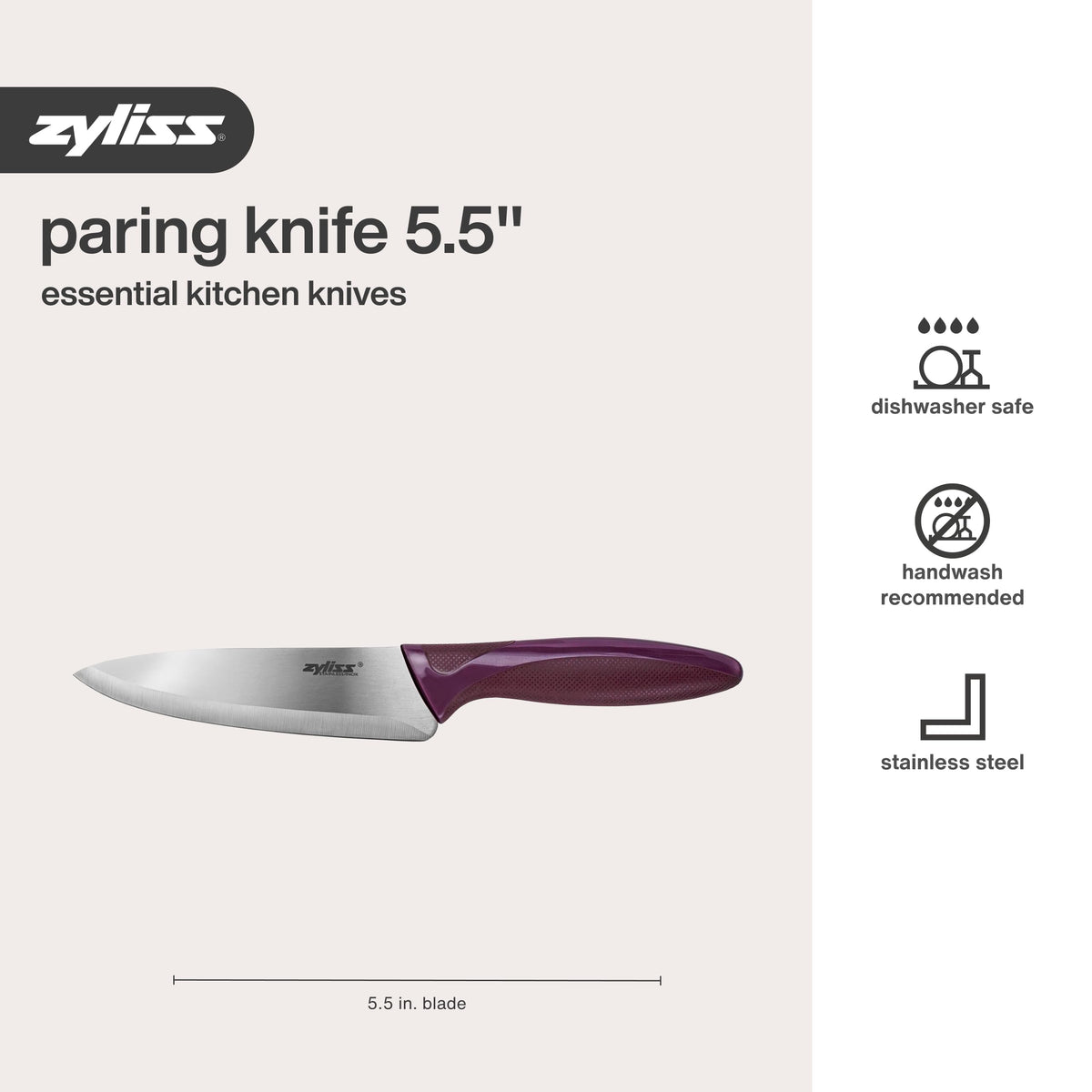 Zyliss knife slicing meat with controlled accuracy.