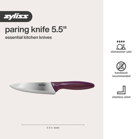 Zyliss knife slicing meat with controlled accuracy.