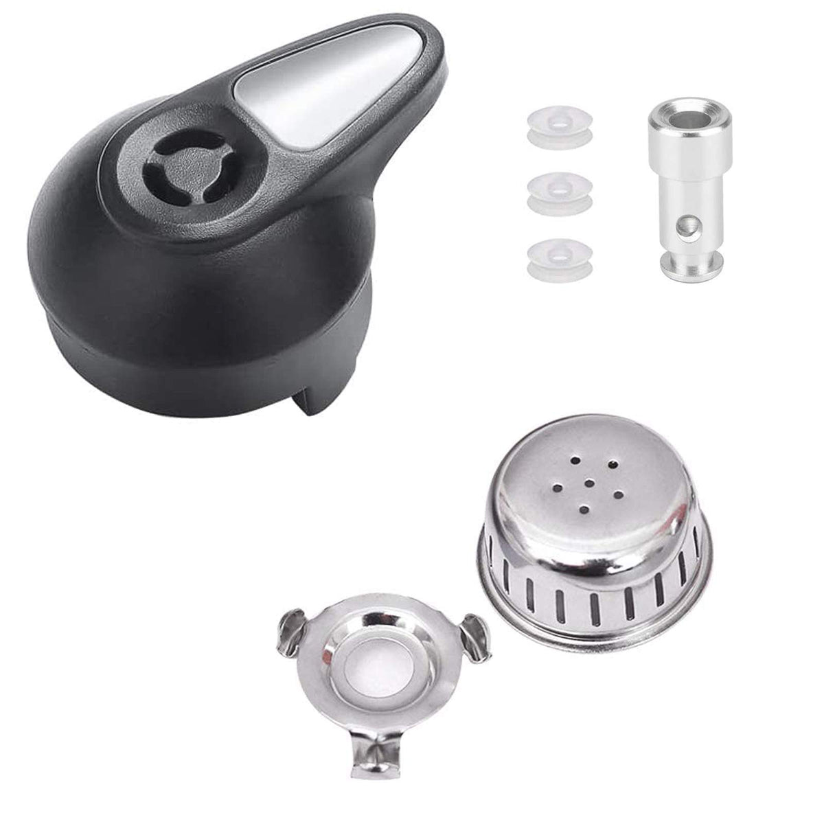 ZYLONE steam release handle close-up shows a sturdy upgrade for precise steam control.