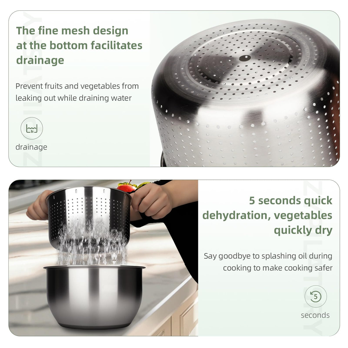 Zypilatsry lettuce cleaner with silicone base for stable counter use.