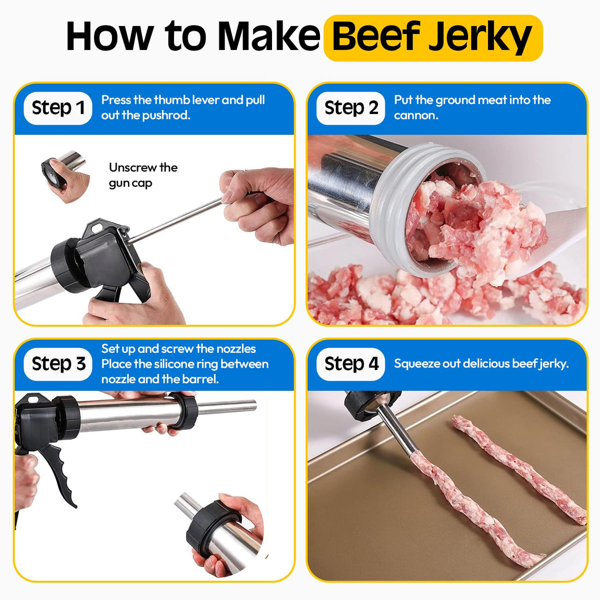 ZYRENZA jerky gun cleaning brushes ensure thorough upkeep after batches