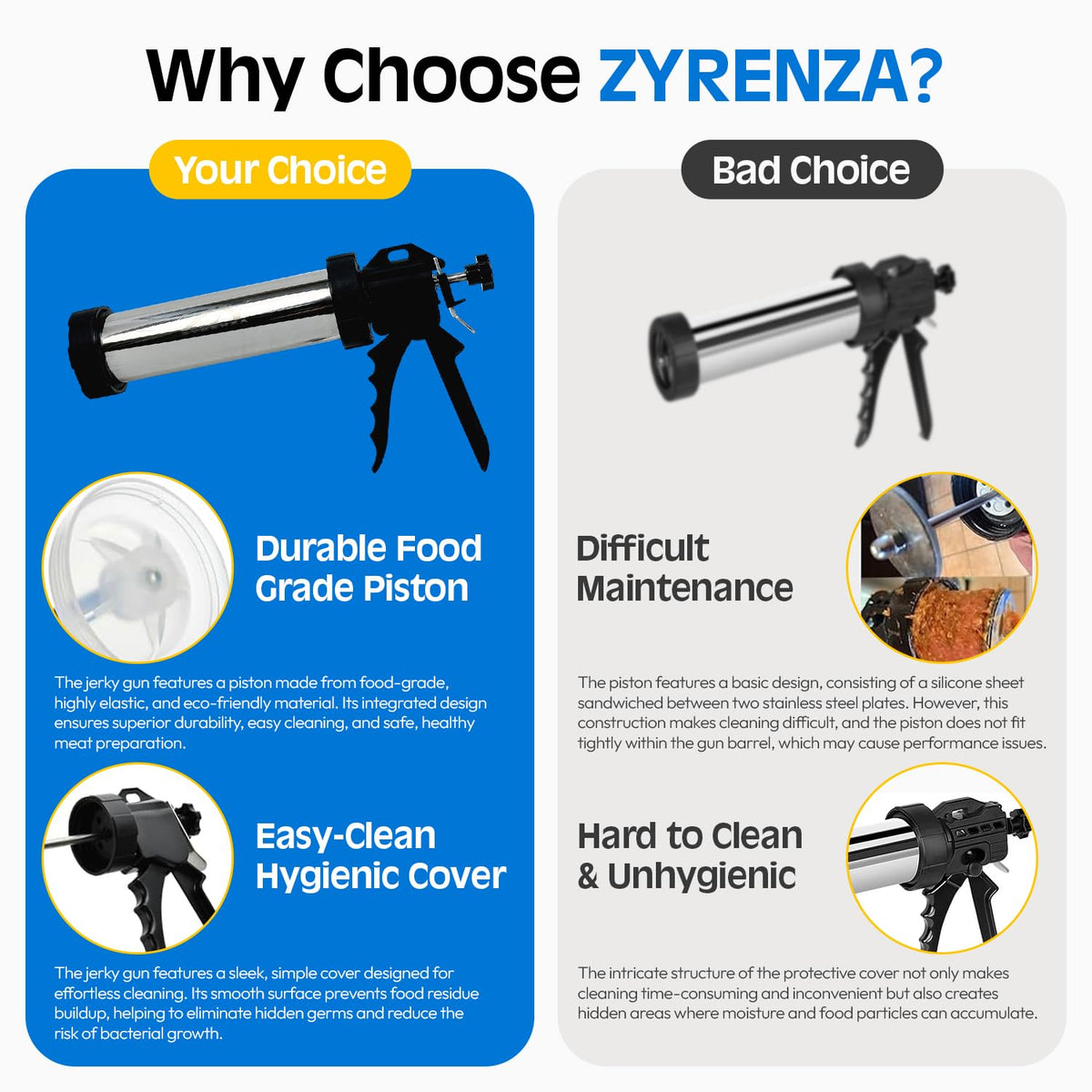 ZYRENZA jerky gun meat pusher helps load meat evenly for consistent portions