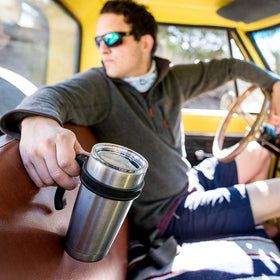 ZYTC 20oz tumbler handle fits most car cup holders for easy transport.