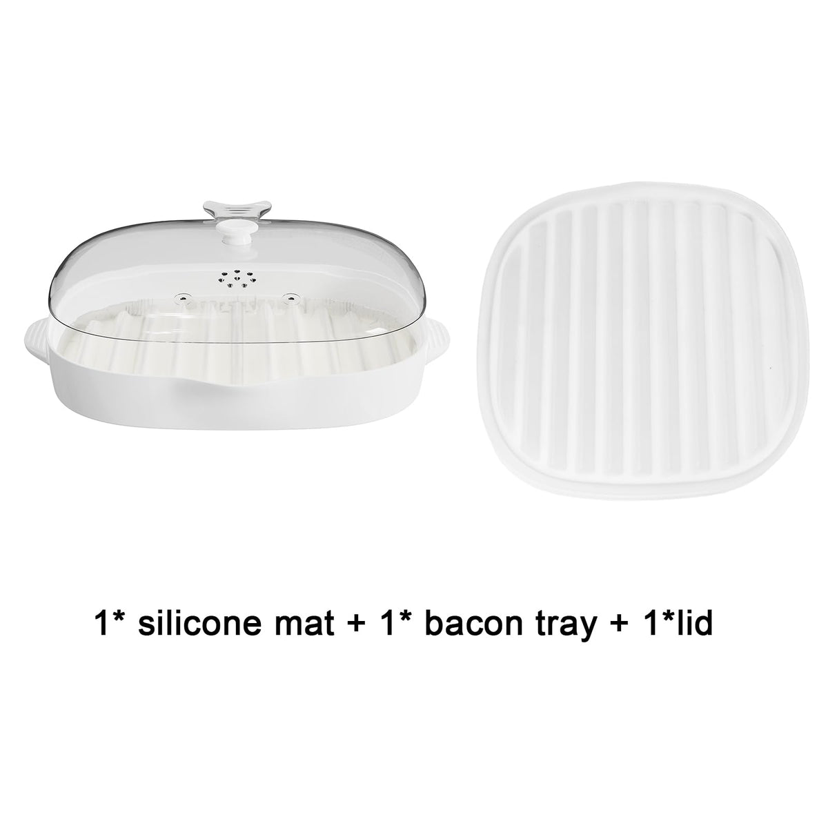 ZYXGOGOGO Bacon Cooker Tray with Splatter Lid keeps grease contained