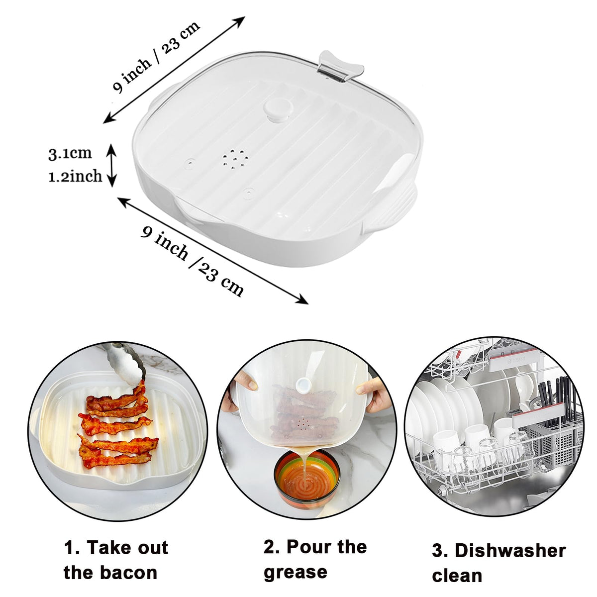 ZYXGOGOGO Bacon Tray raised ridges for fat drainage and crisp bacon
