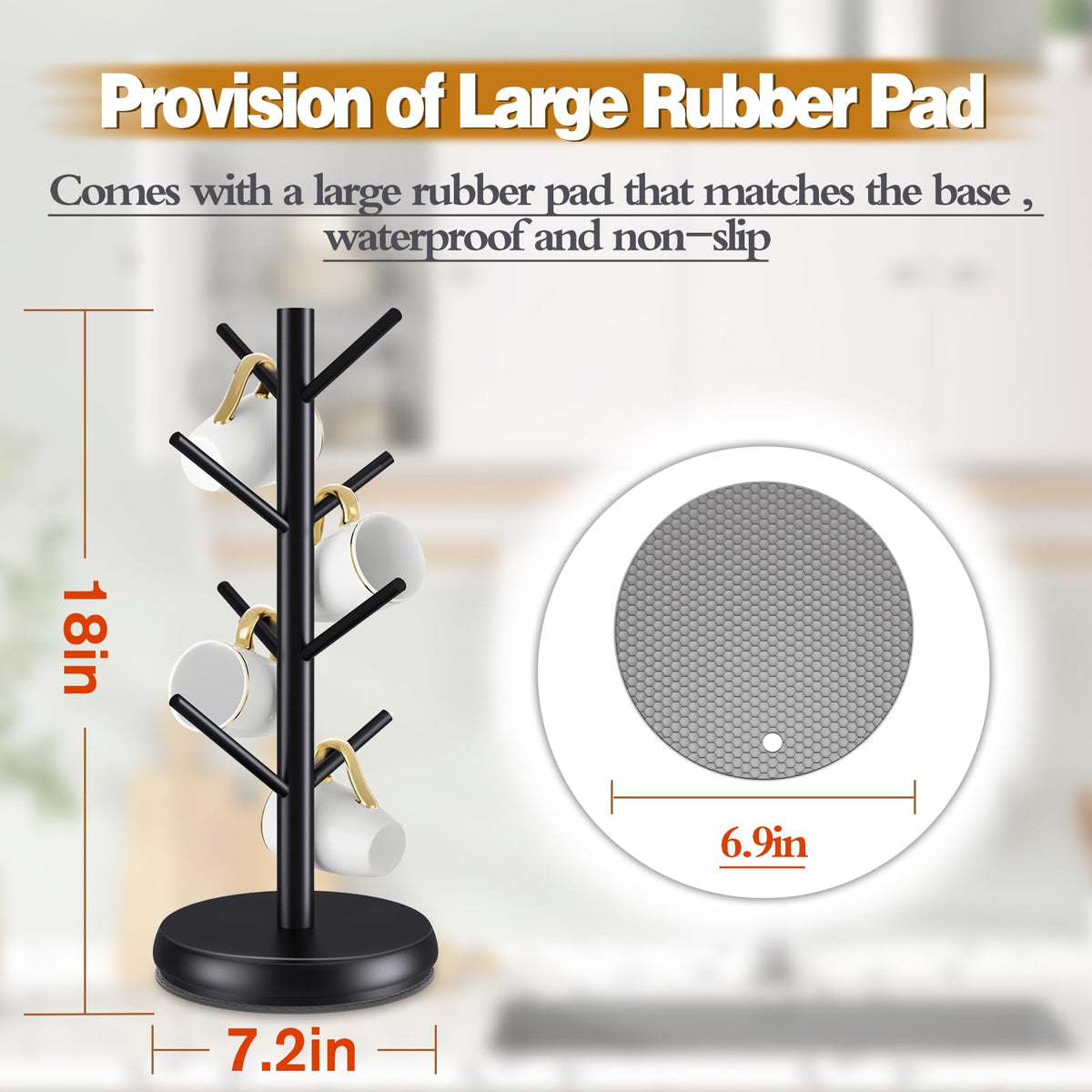 ZYZWTG bamboo mug holder tree featuring 360° rotation for easy reach