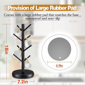 ZYZWTG bamboo mug holder tree featuring 360° rotation for easy reach