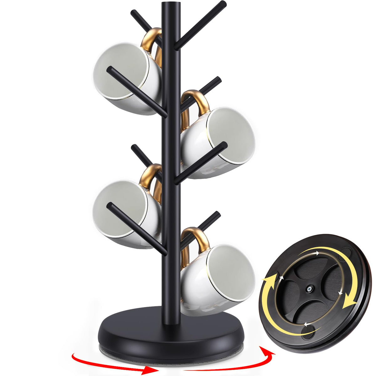 ZYZWTG bamboo mug holder tree with 8 hooks for easy, space-saving mug storage