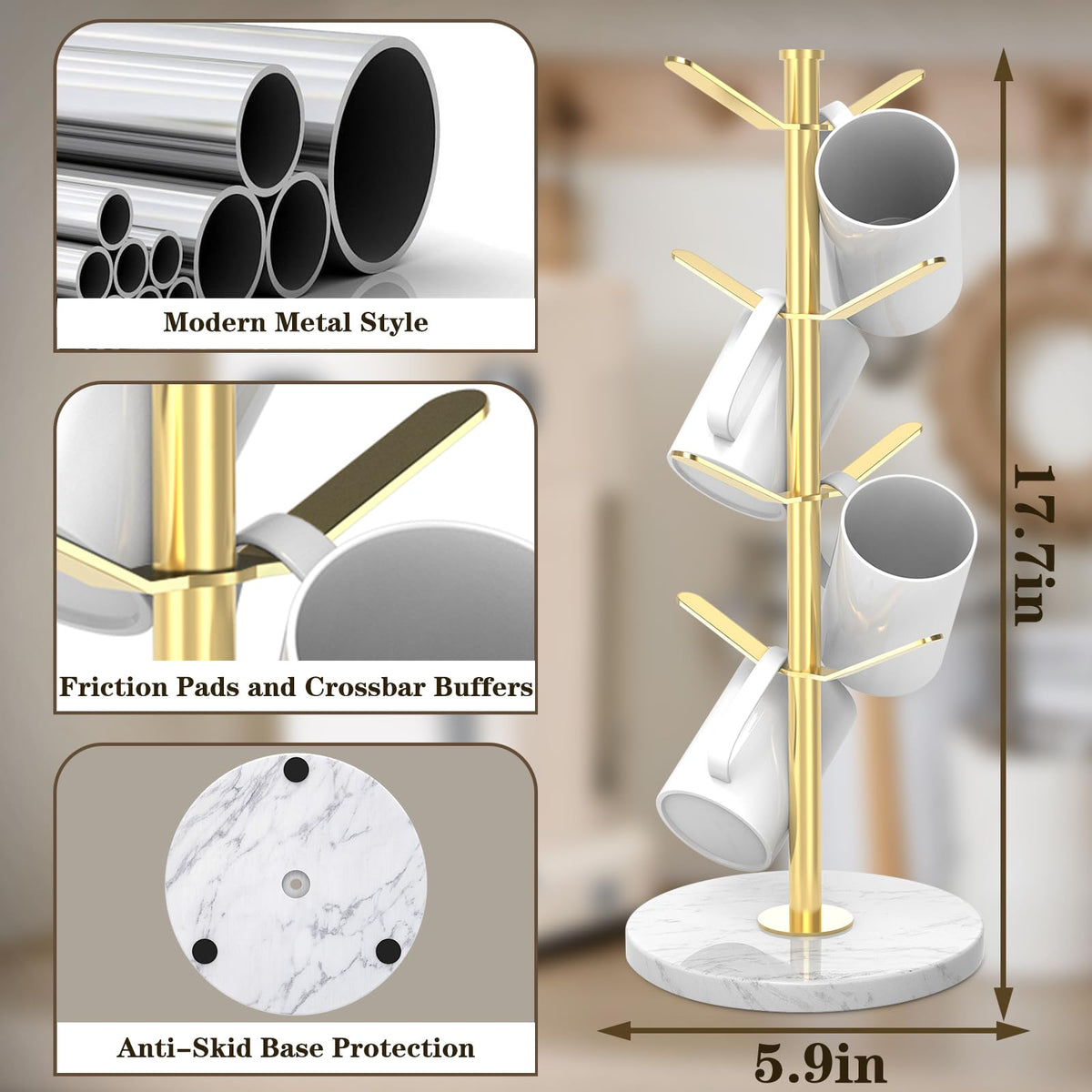 ZYZWTG marble base ensures stable support on busy counters.