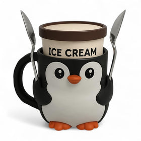 ZZ LIFE ice cream pint holder with penguin design keeps hands warm during scooping