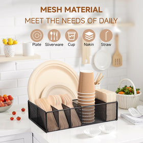 ZZDWLDHA paper plate holder with six slots keeps plates within reach during gatherings.